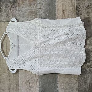 Sundance White Eyelet Top, size large